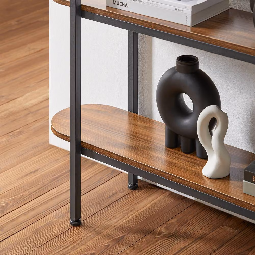 SoBuy 3-Tier Industrial Console Table in Brown and Black – 5