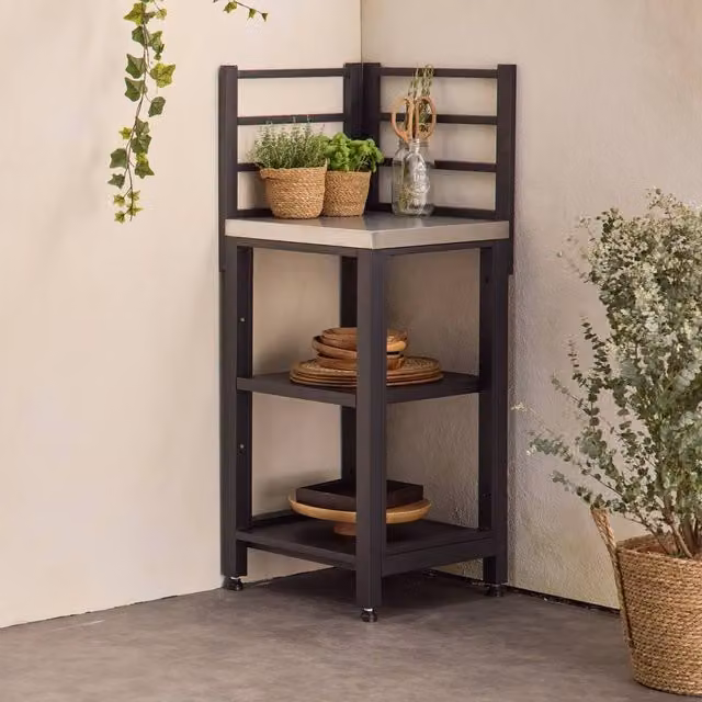 Sweek 2-Shelf Stainless Steel Outdoor Kitchen Storage Module in Black