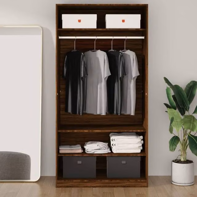 Berkfield Home Modern Brown Oak Wardrobe, W/D/H: 100 x 50 x 200 cm – 1