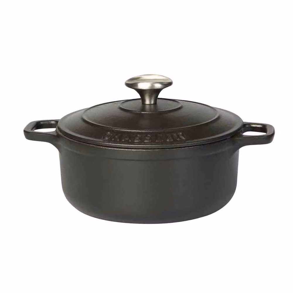 Chasseur Matt Black Enamelled Cast Iron Round Casserole, Diameter: 12 cm – 2