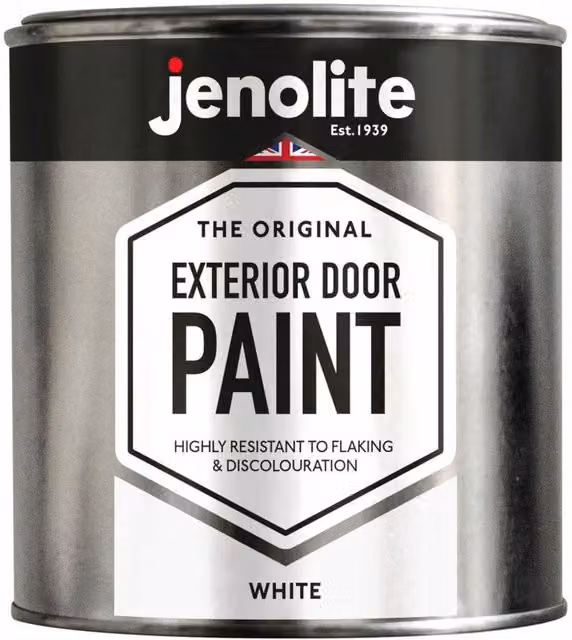 Jenolite Weatherproof Opaque Exterior Door Paint, White, 1 l