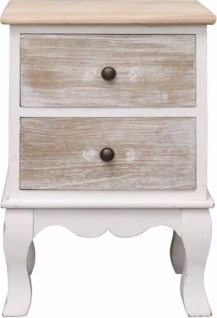 Berkfield Home Paulownia Wood Bedside Cabinet in White, W/D/H: 35 x 30 x 50 cm