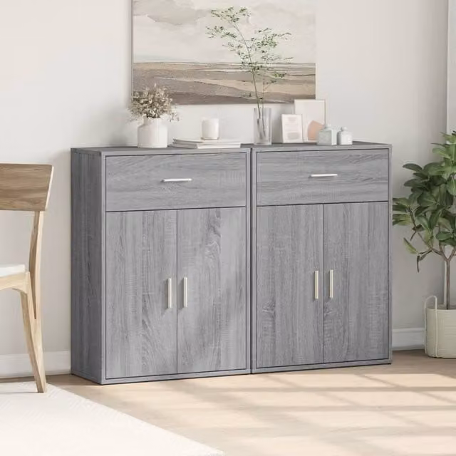 Berkfield Home Set of 2 Modern Grey Sonoma Sideboards in Engineered Wood W/D/H: 60 x 30 x 84 cm – 1