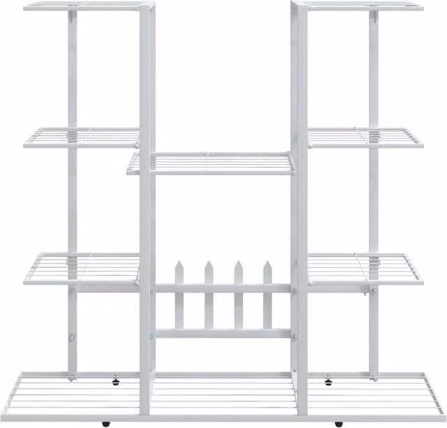 Berkfield Home Durable White Iron Flower Stand, W/D/H: 94.5 x 25 x 89 cm