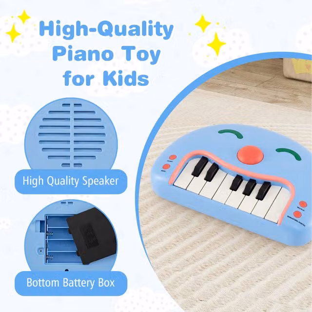 Costway 13-Key Kids Piano Keyboard in Blue