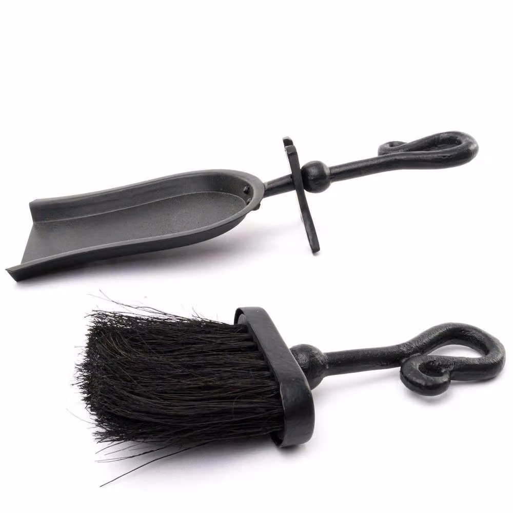 Hill Interiors Crook Handle Hearth Tidy in Black W/D/H: 38.0 x 13.0 x 9.0 cm – 3