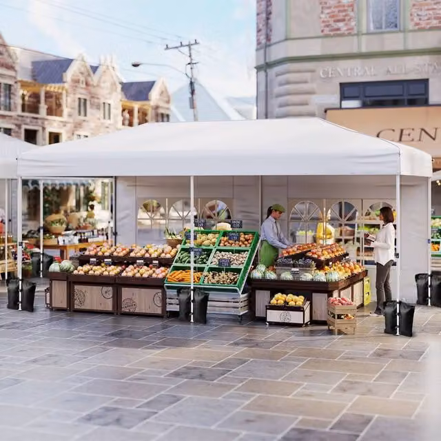 Costway Pop up Canopy Tent Patio Sunshade Shelter with 6 Sidewalls, White, W: 600 cm, D: 300 cm, H: 250 cm – 1