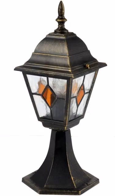 First Choice Lighting Morecambe IP44 LED Garden Post Light in Black and Brushed Gold