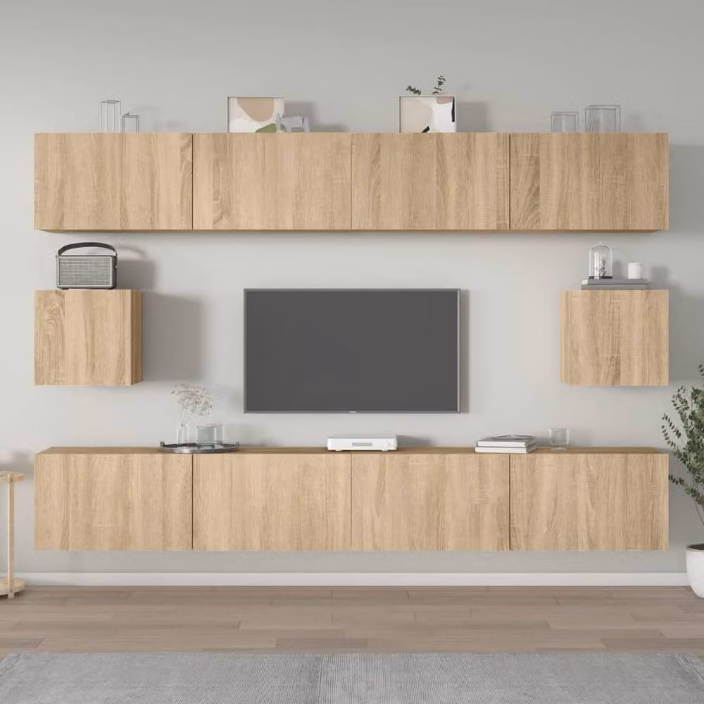 Berkfield Home 6 Piece Sonoma Oak TV Cabinet Set in Light Oak – 2