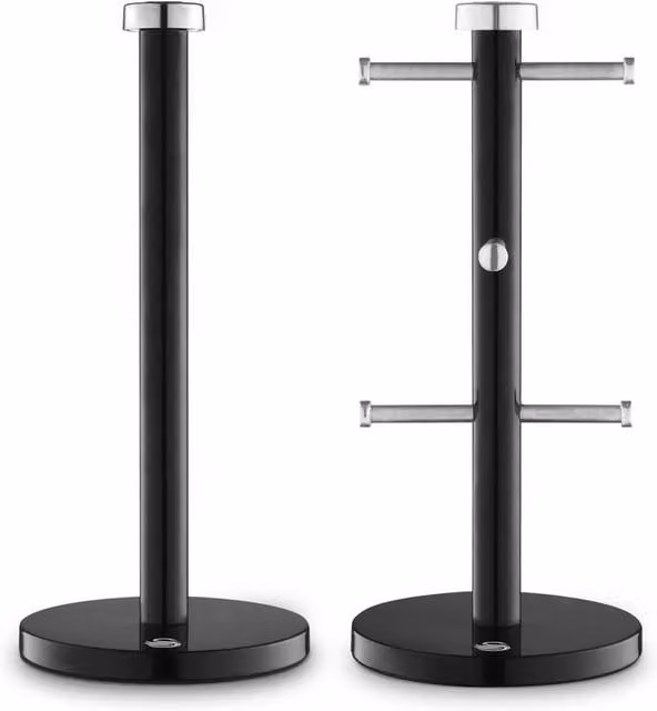 Swan Black Metal Freestanding Towel Pole and Mug Tree Set with Weighted Base H: 34.0 cm, W: 15.0 cm, D: 6.0 cm – 1