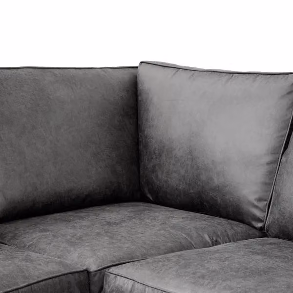 Snugg Furniture UK Limited Oakland L-Shaped 4 Seater Corner Sofa in Black Suede Leather and Microfibre – 2
