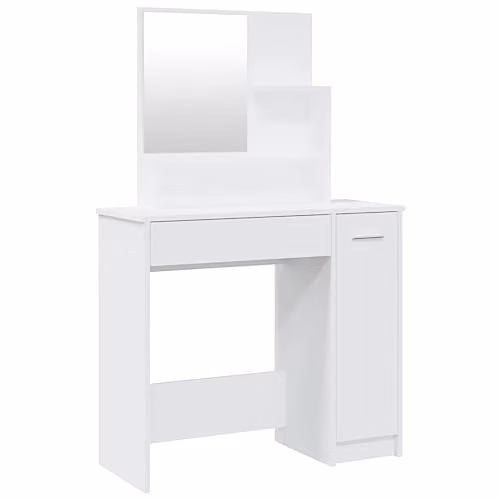 vidaXL Modern Dressing Table with Mirror in White, W: 86.5 cm, D: 35 cm, H: 136 cm