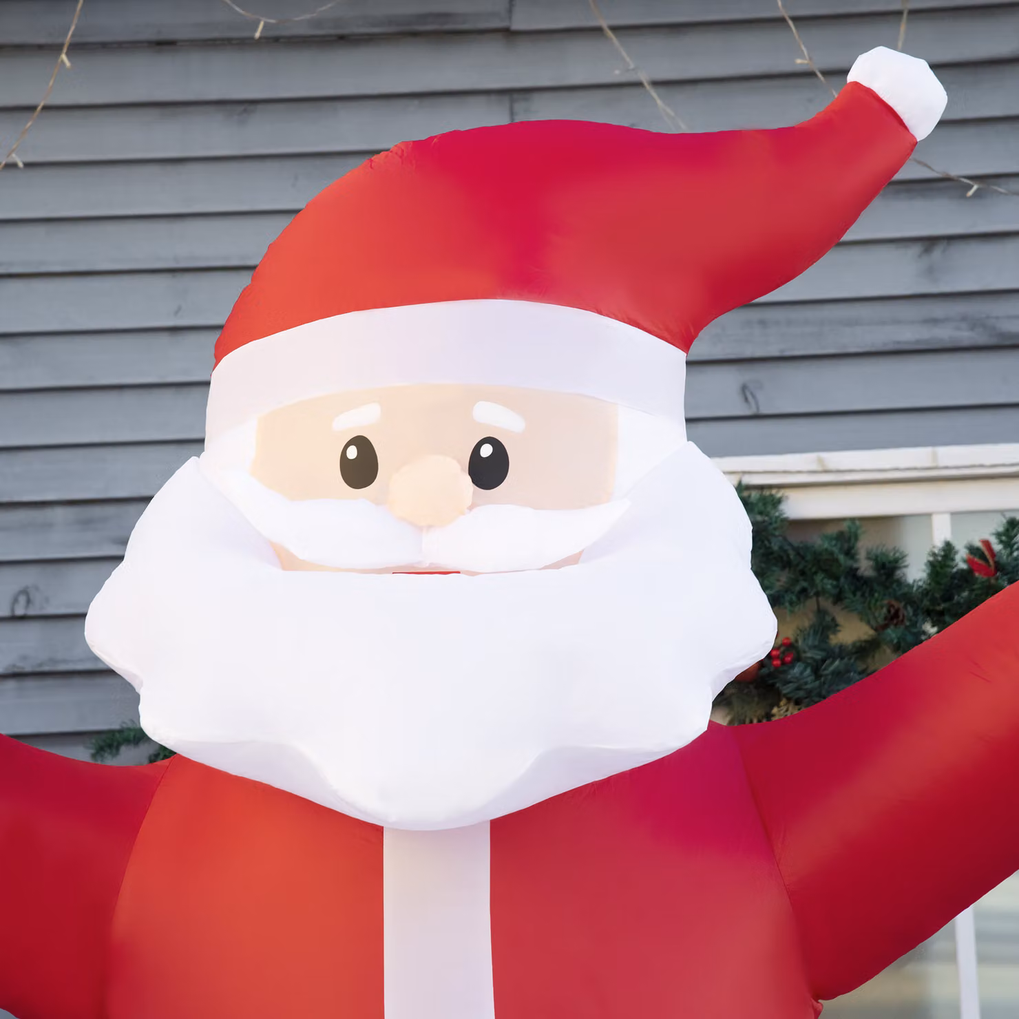 Outsunny 8ft Inflatable Christmas Santa Claus with LED Light Sign, Red and White Outdoor Blow-Up Yard Display – 5