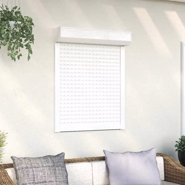 Berkfield Home Manual Aluminium Roller Shutter, White, W: 80 cm, H: 100 cm