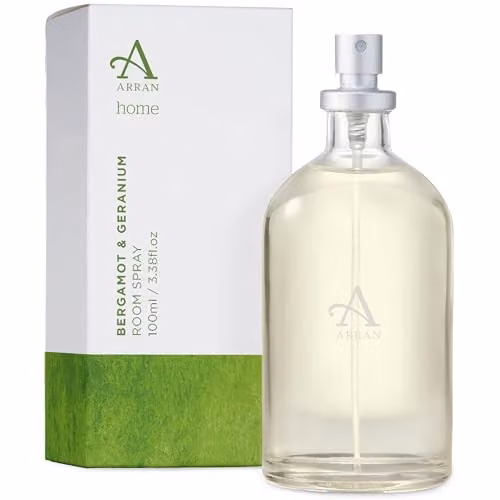 Arran Sense of Scotland Bergamot and Geranium Home Scented Room Spray Mist Air Freshener, 100ml