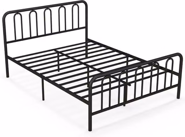 EONLION King Size Metal Platform Bed Frame in Black, W/D/H: 180 x 200 cm