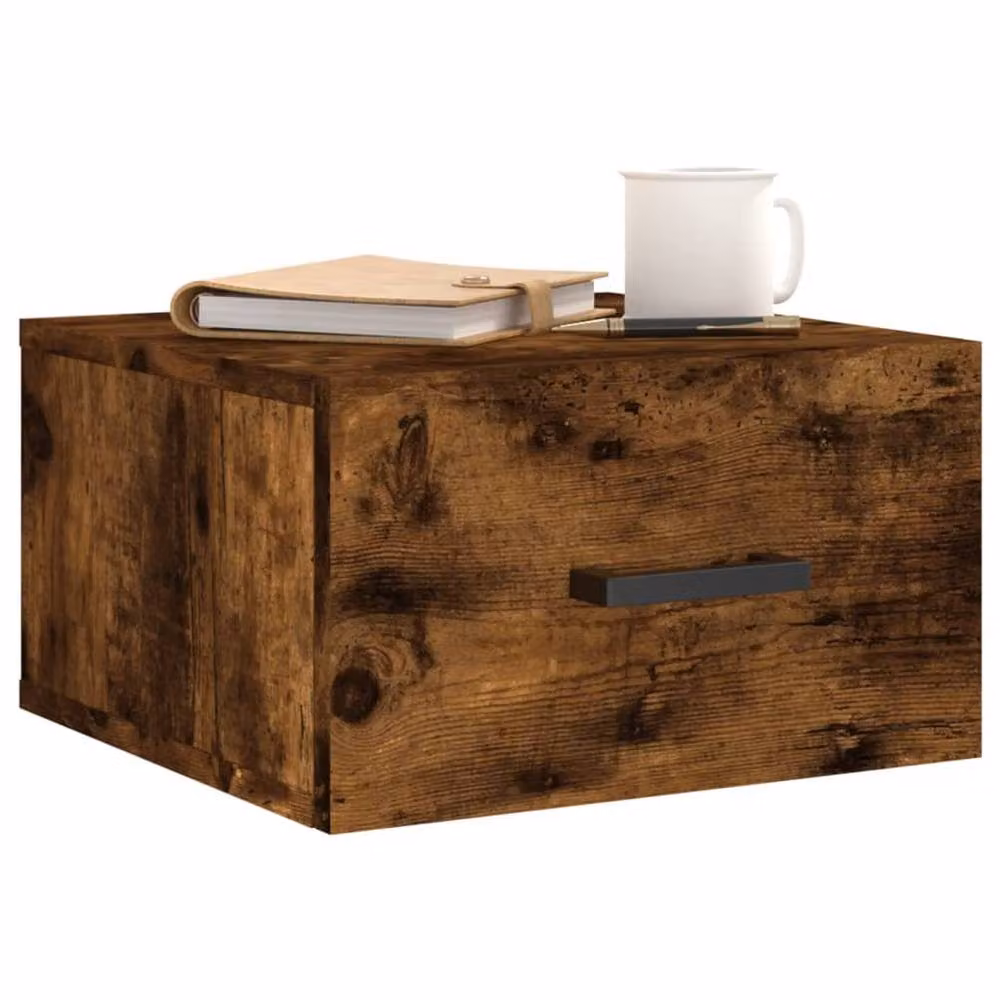 Berkfield Home Wall-mounted Bedside Cabinets, 2 Piece Set in Smoked Oak Brown, W/D/H: 35 x 35 x 20 cm – 2