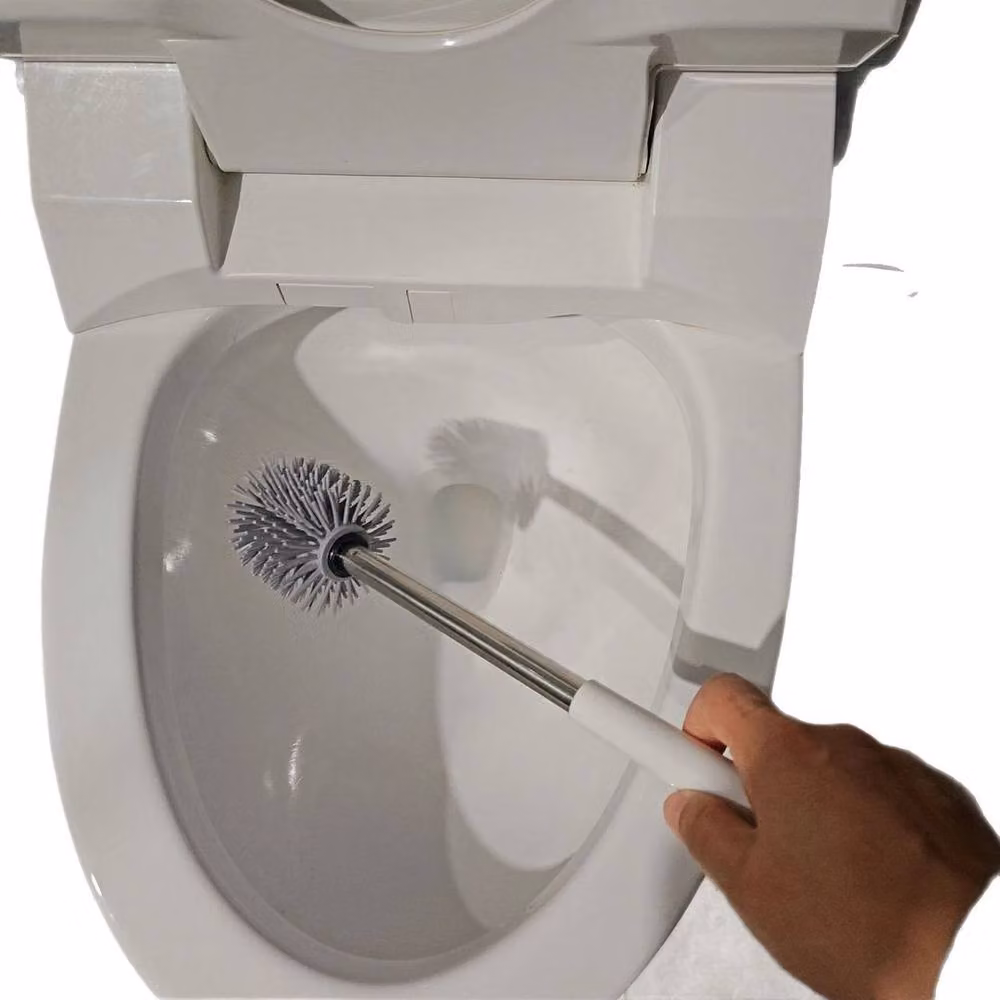 PAWNORA Silicone Toilet Brush Set with Holder in Grey – 5