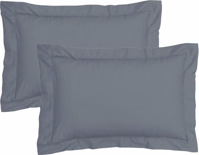 Sleepdown Pack of Two 100% Cotton Oxford Pillowcases in Grey, W/D/H: 63 x 89 x 63 cm – 1