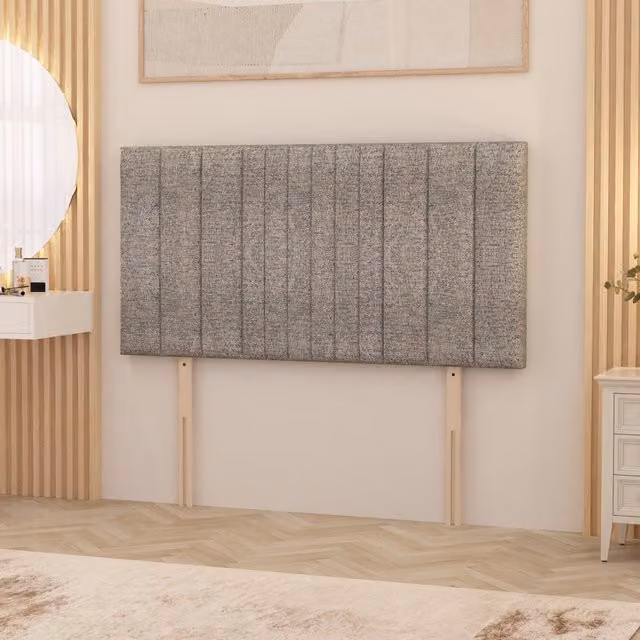 Somnior Beds Ltd Arizona Tweed Fabric Superking Divan Headboard in Grey/Silver, W: 200 cm