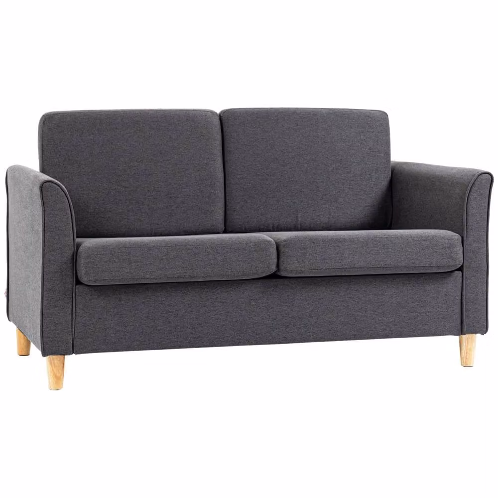 Wyld Haus Sono Dark Grey 2 Seater Compact Loveseat with Wooden Legs and Armrests W: 141 cm, H: 78 cm, D: 141 cm – 2