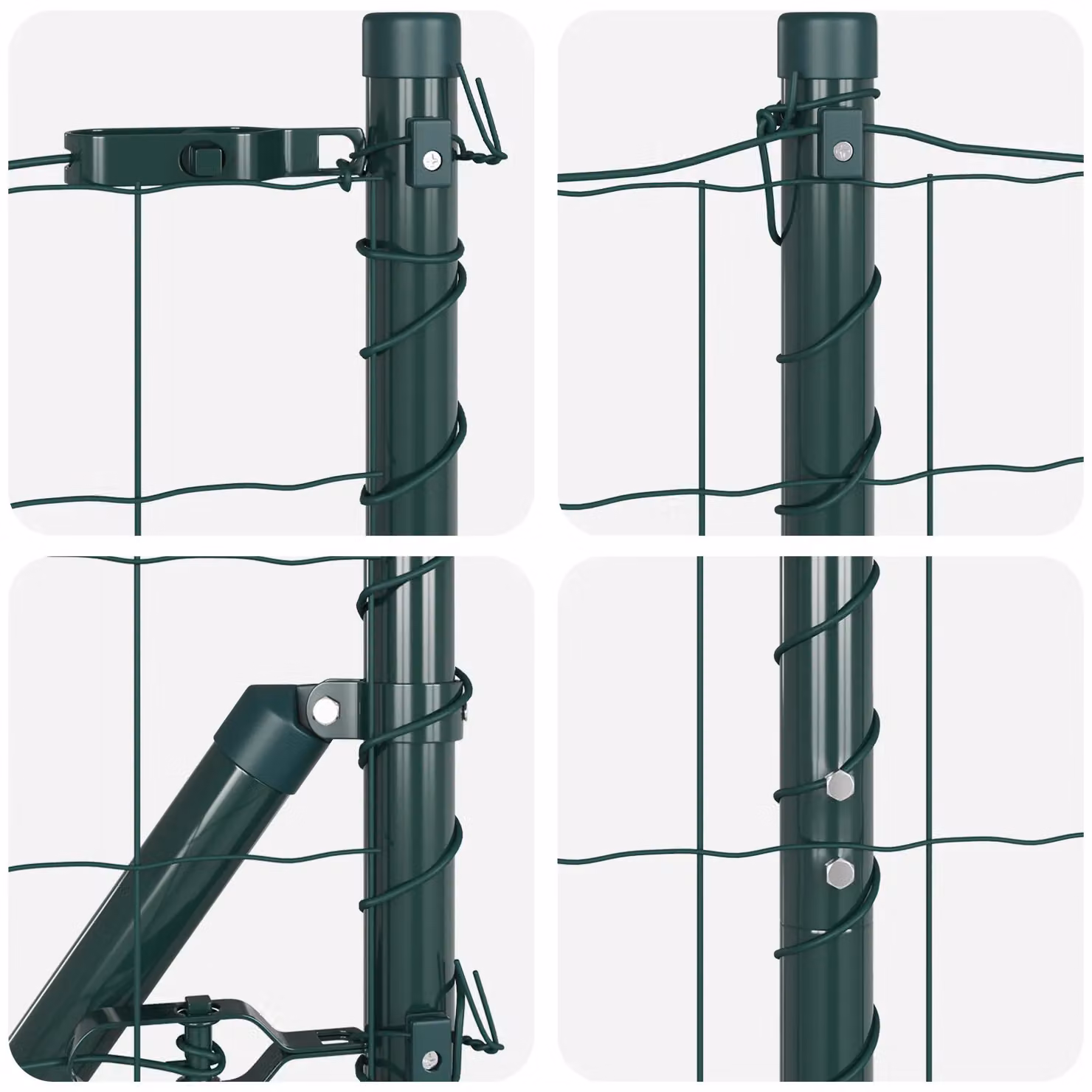 Berkfield Home Euro Fence with 7 Spike Posts, Galvanised Steel, Green and Silver, W: 10 m, H: 1.4 m – 5