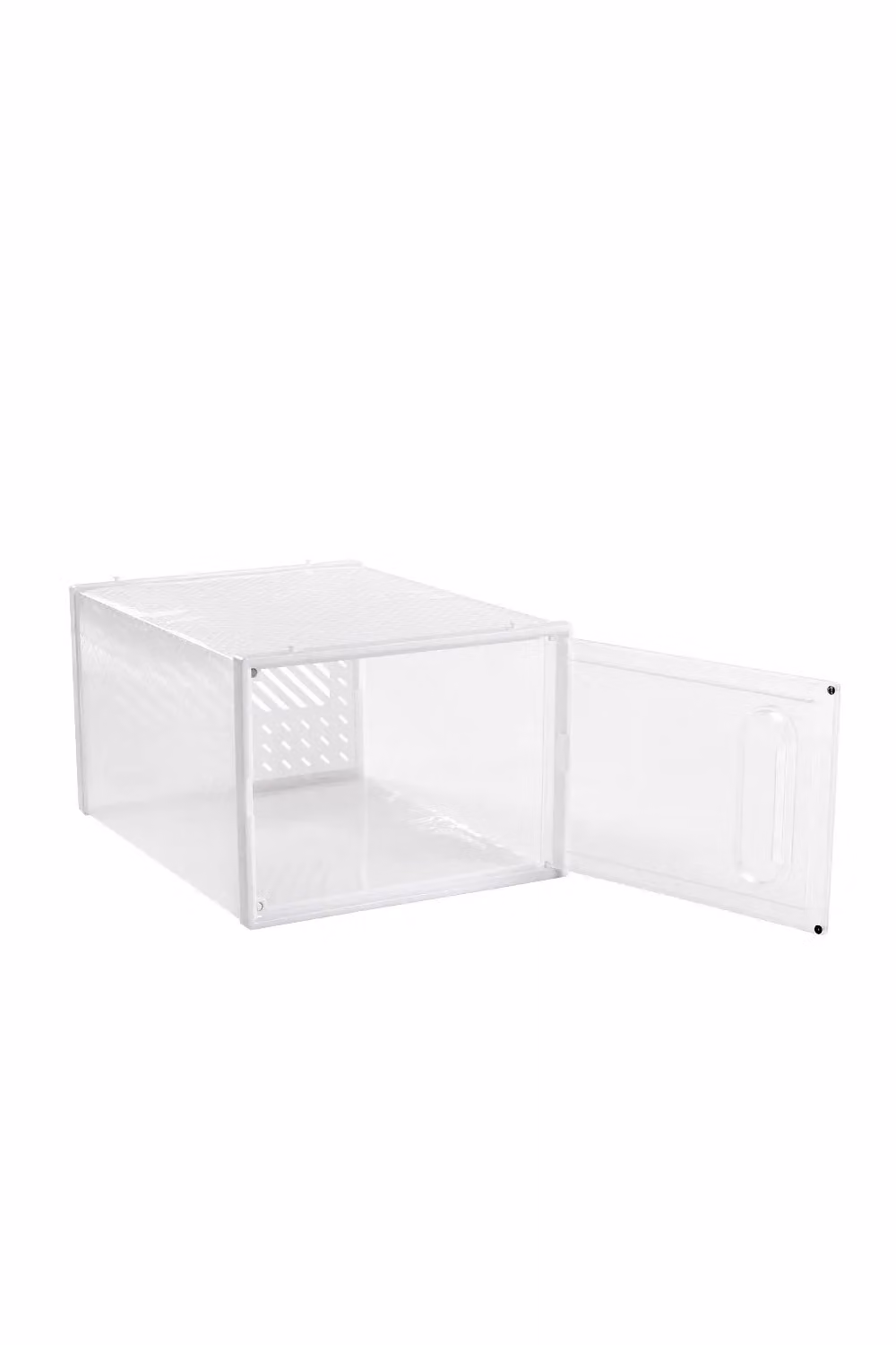 Living and Home 12 Pack Stackable Plastic Shoe Storage Boxes with Magnetic Doors and Handles in White and Transparent – 2