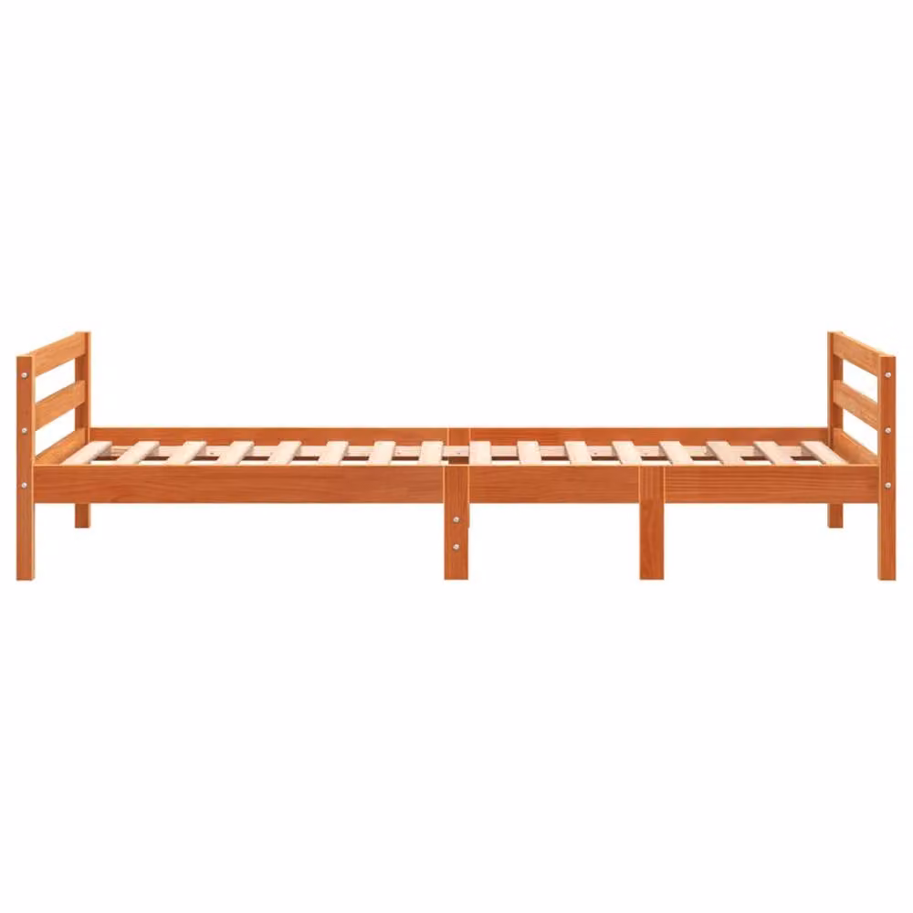 Berkfield Home Small Single Solid Wood Pine Bed Frame in Wax Brown W: 75 cm, L: 190 cm – 3