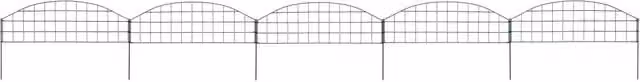 Berkfield Home Arched Garden Fence Set, Green Powder-Coated Steel, W/H: 77.3 x 26 cm