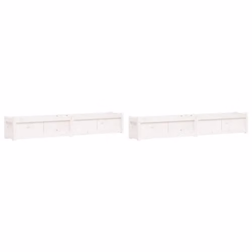 vidaXL Set of 2 White Solid Wood Pine Garden Planter Tubs – 1
