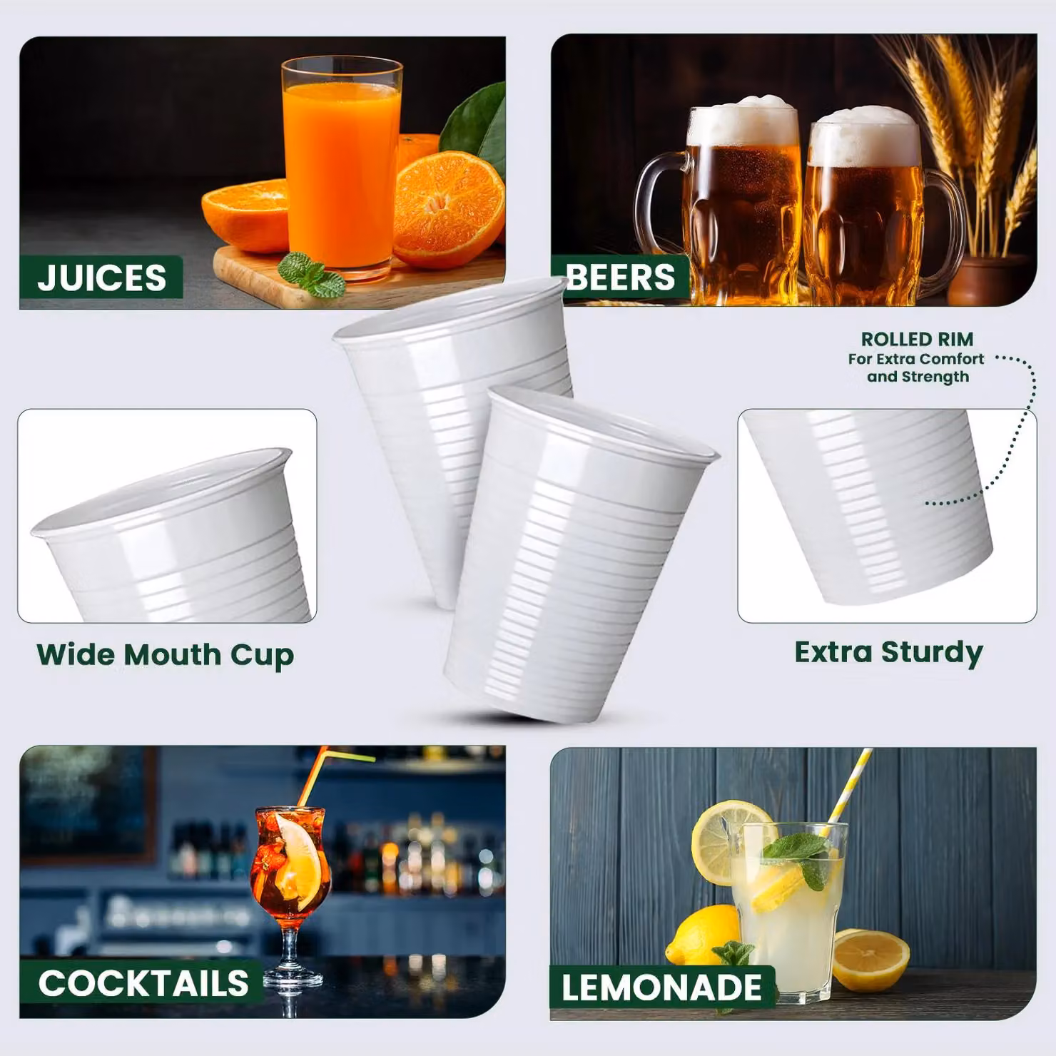 ECONX White Plastic Disposable Drinking Tumblers, 200 ml, Pack of 3000 – 3