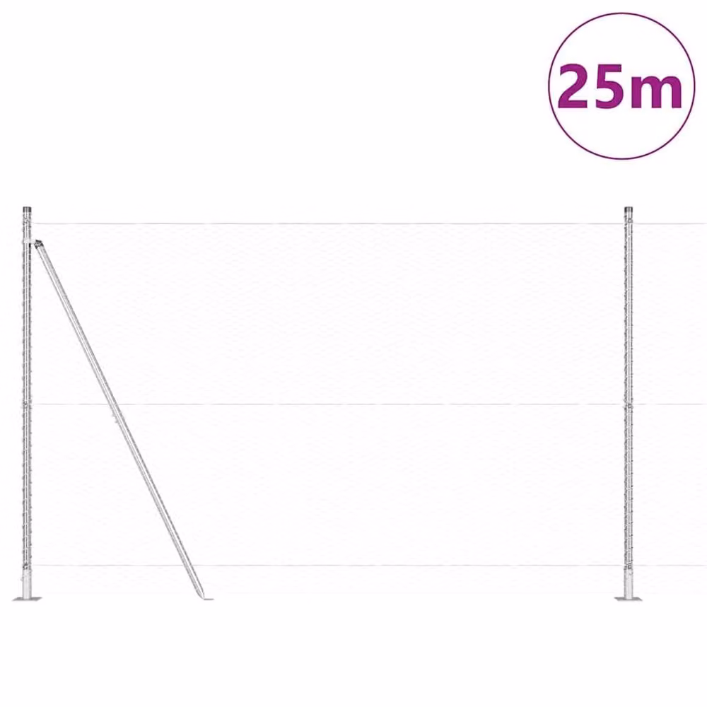 Berkfield Home Set of 2 Galvanised Steel Fencing in Silver, 25 m x 1.5 m – 2