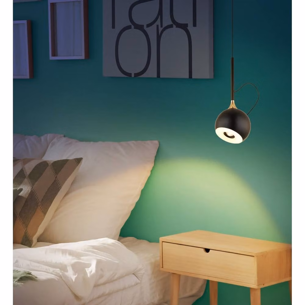 Netlighting Donovan Slim LED Pendant Ceiling Light in Black with Warm White 3000K – 3