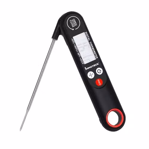 Innoteck Digital Meat Thermometer in Black with Stainless Steel Probe and Temperature Control