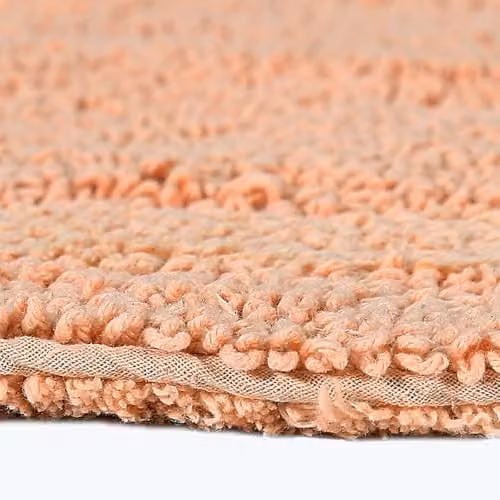 HOMESCAPES 2 Piece Luxury Cotton Bath Mat and Toilet Rug Set, Peach – 2