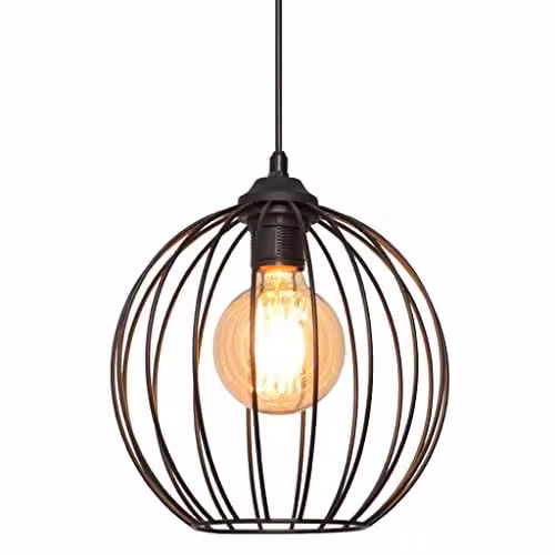 Netlighting Helam Mercure Wire Frame Pendant Ceiling Light in Black, Diameter: 24 cm