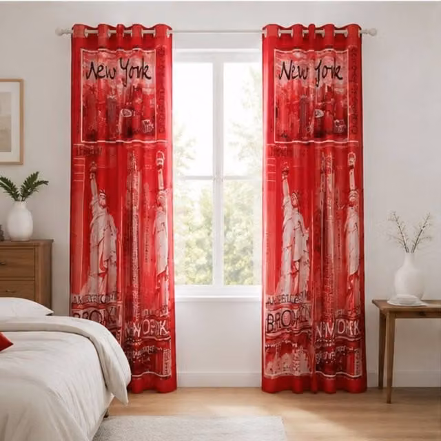 Smart Living Inspire Red Poly Cotton Eyelet Curtains, Width: 167 cm, Drop: 183 cm