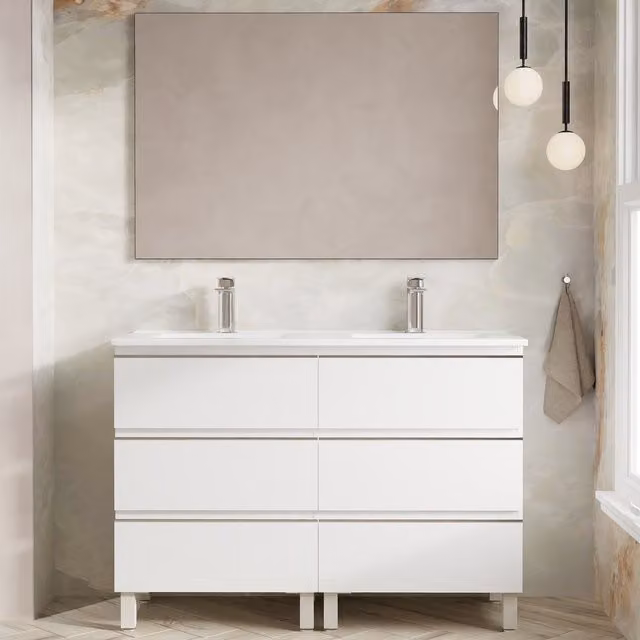 Banyetti Vatilla 1200mm Floorstanding Vanity Unit with Lira Basin, Gloss White (W: 120 cm, D: 45 cm, H: 84 cm) – 1