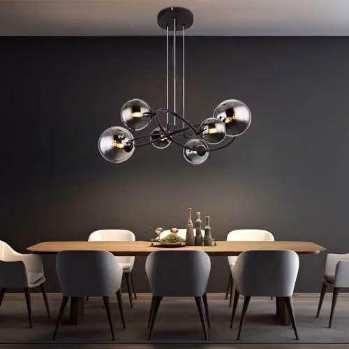 Netlighting Riha Globe Pendant Light in Black with Smoked Glass, Height: 120 cm, Width: 58.8 cm – 3