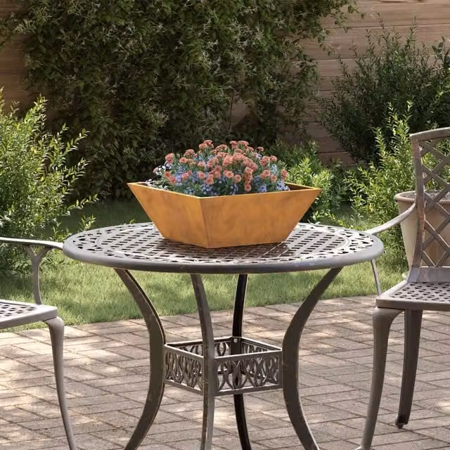 Berkfield Home Garden Bowl Planter Set of 5 in Multicolour Weathering Steel, W/D/H: 40 x 40 x 15 cm – 1