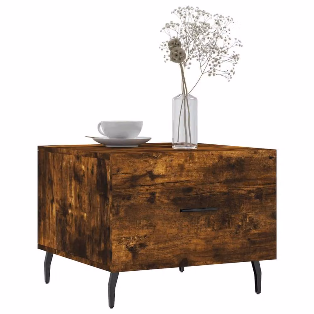 Berkfield Home Set of 2 Smoked Oak Coffee Tables in Brown, W/D/H: 50 x 50 x 40 cm – 3