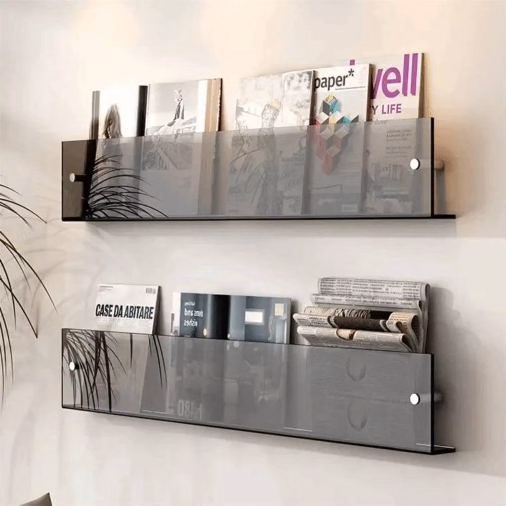 FORGEVIO Wall Mounted Pamphlet Shelf in Black – 2