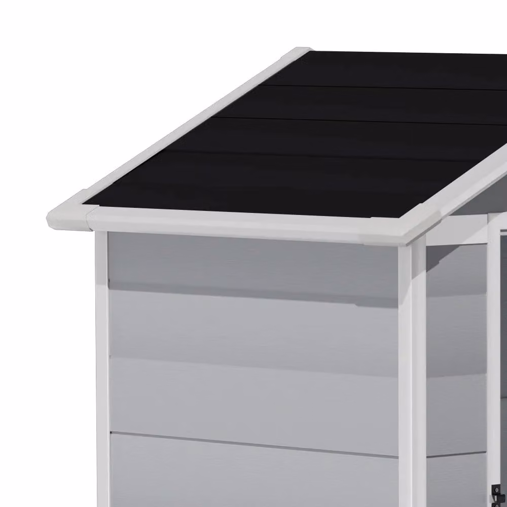 Living and Home Grey Plastic Apex Roof Garden Storage Shed with Lockable Door, W/D/H: 121.92 x 121.92 x 202 cm – 5