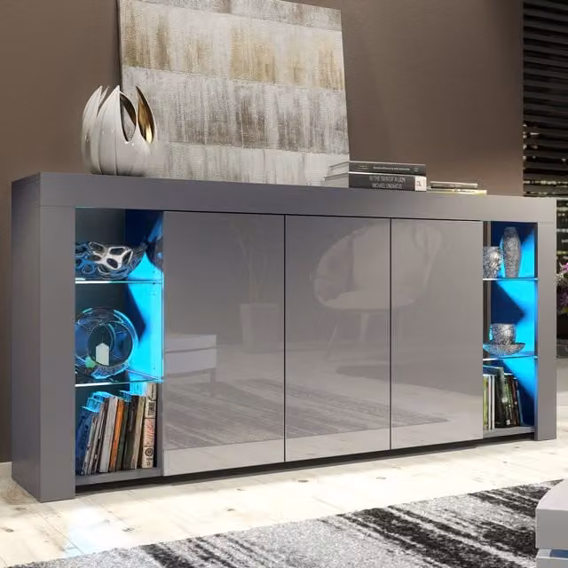 Creative Furniture Eden Modern Style Sideboard in Grey with Integrated Lighting