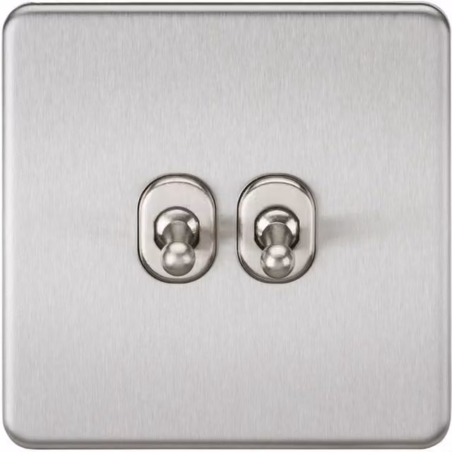 Knightsbridge Screwless 10AX 2G 2-Way Toggle Switch in Brushed Chrome