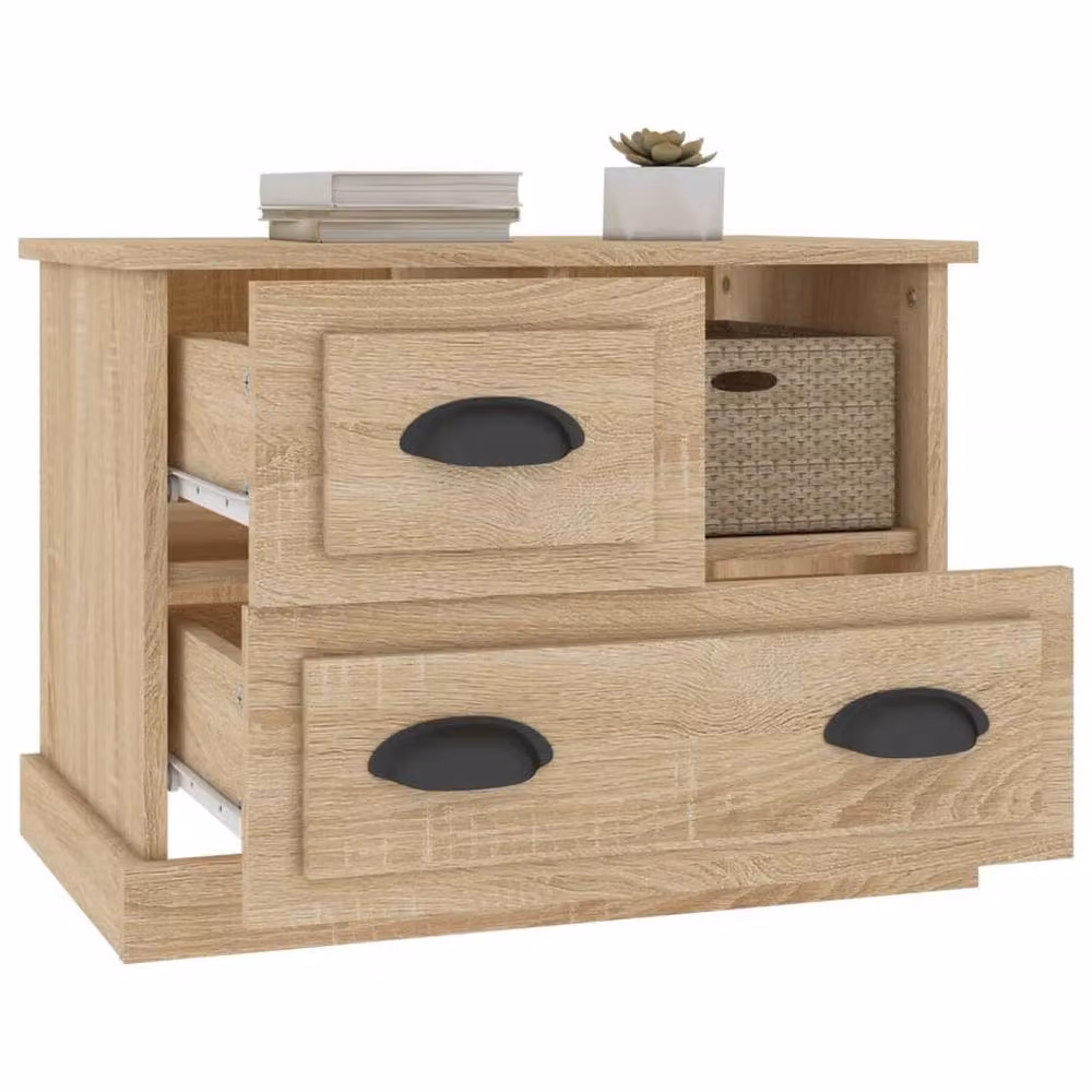 Berkfield Home Sonoma Oak Bedside Cabinet in Brown, W/D/H: 60 x 39 x 45 cm – 2