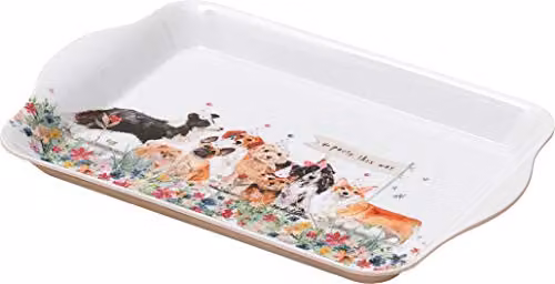 St Helens Home & Garden White Melamine Rectangular Serving Tray with Handles and Non-Slip Surface