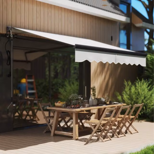 Outsunny Electric Retractable Awning with Aluminium Frame and Polyester Fabric in Light Grey, W/D/H: 250 x 200 x 131 cm