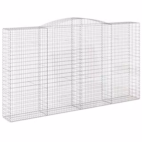 vidaXL Arched Gabion Basket in Silver Galvanised Steel, W: 400 cm, D: 50 cm, H: 220/240 cm