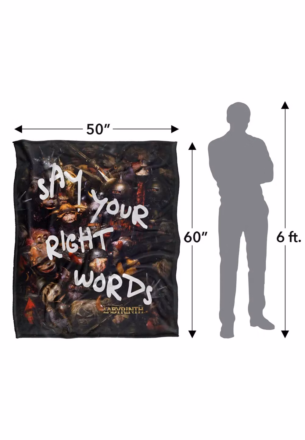 LOGOVISION Jim Henson Labyrinth Say Your Right Words Super Soft Fleece Throw Blanket in White, W/D/H: 152 x 127 cm – 9